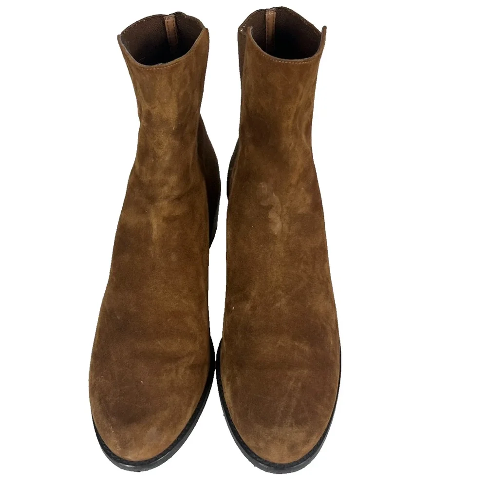 Stuart Weitzman Chelsea Boots Womens 11 Brown Suede Leather Easyon Reserve 5050